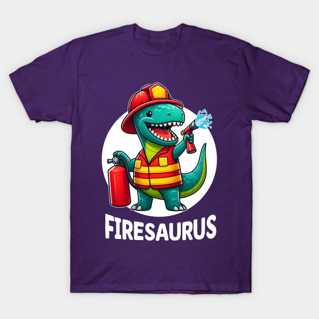 Kawaii Dinosaur Firemen Firesaurus Rex T-Shirt by hippohost
